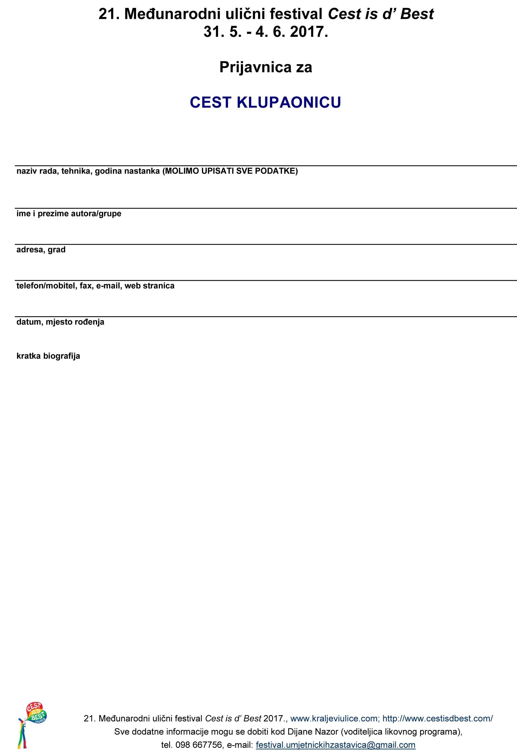 21 Natjecaj Cest klupaonica 2017 2